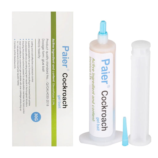 Cockroach Gel Bait 30G - Effective Roach Control for German & American Roaches, Suitable for Indoor and Outdoor Use, Includes Plunger and Precision Tip (Available in 1-Pack or 4-Pack)