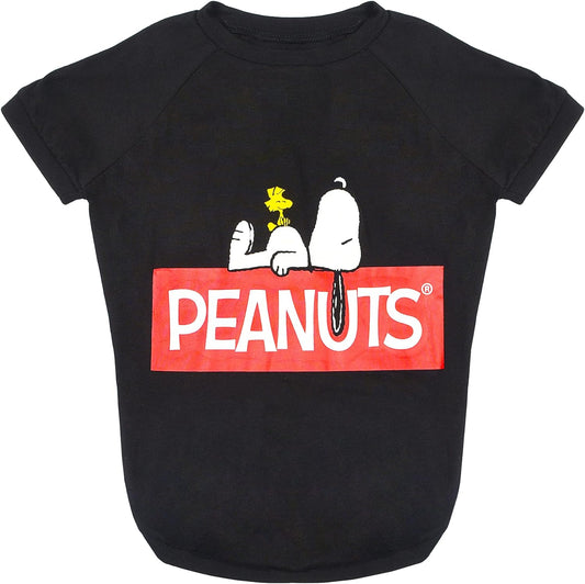 Dog T Shirt, X-Small | Black Small Dog Shirt for Very Small Dogs | Lightweight Semi-Stretch Pull-Over Dog Tshirt for Small Dogs from Peanuts (XS), FF13344